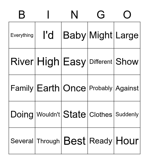 Sight Word List 6 Bingo Card