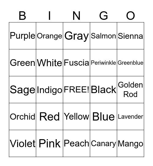 Color Bingo Card