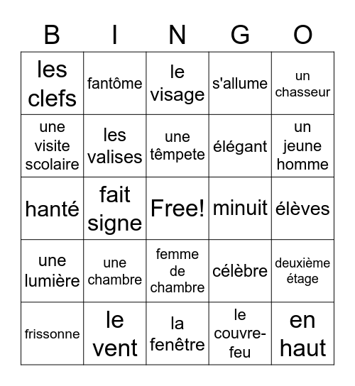 Mystère du Chateau Frontenac Bingo Card