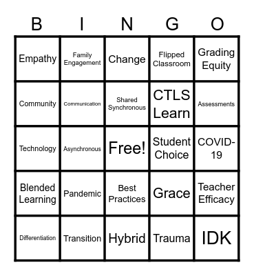Hybrid Learning Bingo Card