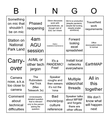 ESC All Hands Bingo Card
