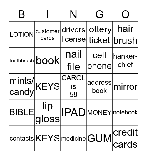 H   A   N   D   B   A   G Bingo Card