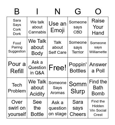 Vin Social Bingo Card