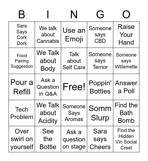 Vin Social Bingo Card