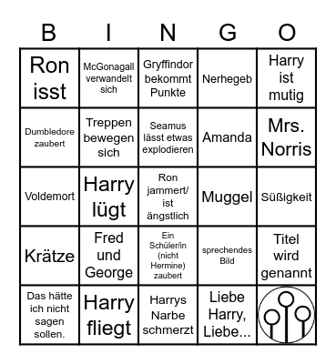 Harry Potter und der Stein der Weisen Bingo Card