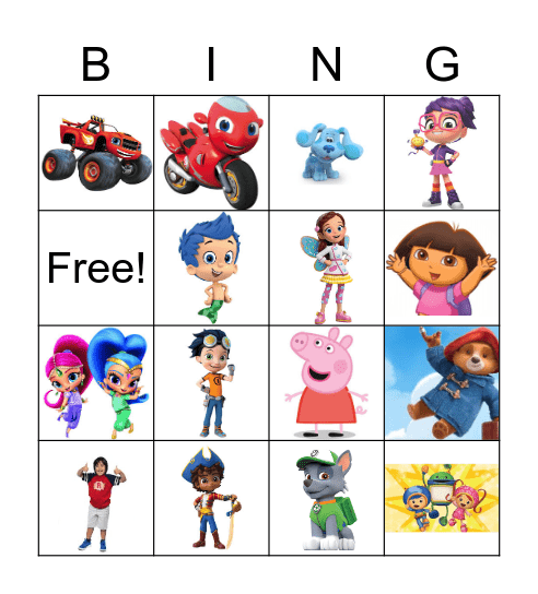 Nick Jr Bingo Card