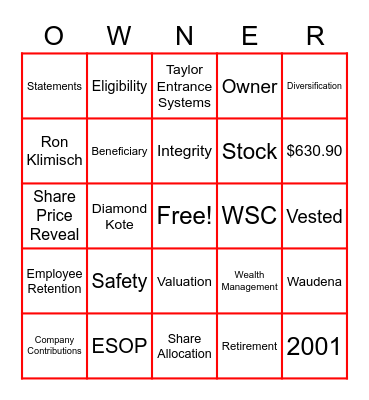 ESOP Bingo Card