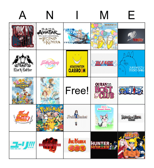 Anime Club BINGO Card