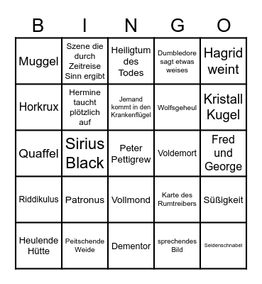 Harry Potter und der Gefangene von Askaban Bingo Card