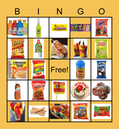 Snack Bingo Card