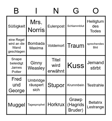 Harry Potter und der Orden des Phönix Bingo Card
