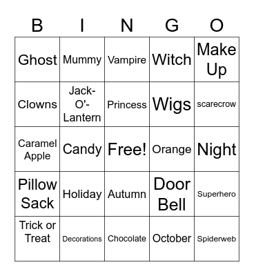 Halloween Bingo Card