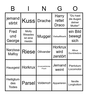 Harry Potter und die Heiligtümer des Todes Teil 2 Bingo Card