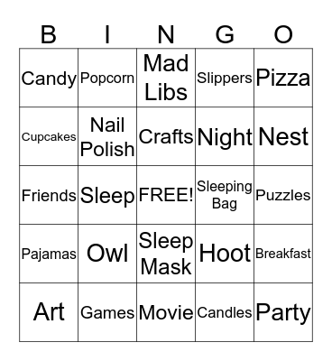Owl Bingo Card