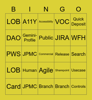 EAW - Jargon Bingo Card