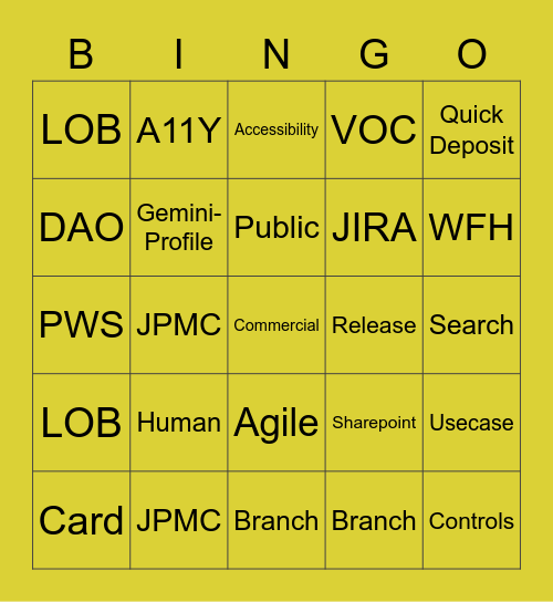 EAW - Jargon Bingo Card