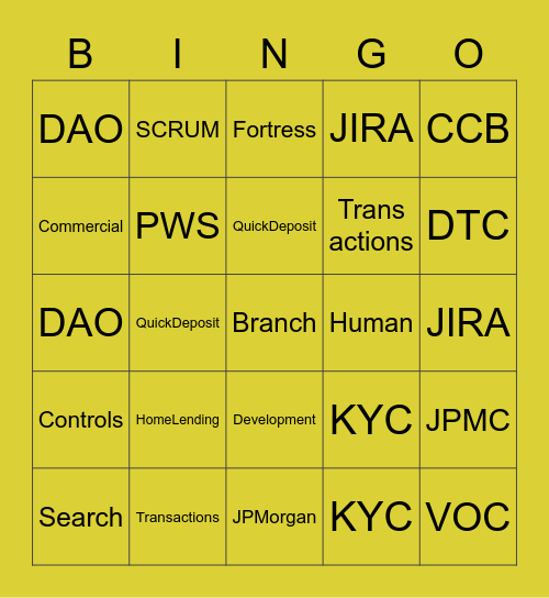 EAW - Jargon Bingo Card