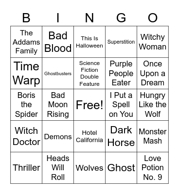 Halloween BINGO Card