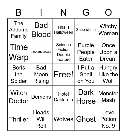 Halloween BINGO Card