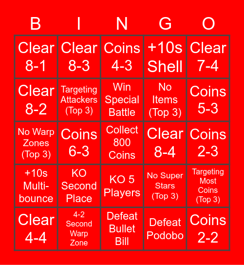 Super Mario Bros. 35 Bingo Card