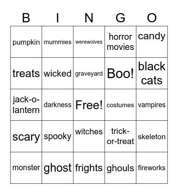 Halloween Bingo Card