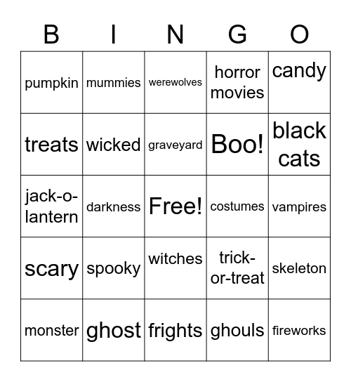 Halloween Bingo Card