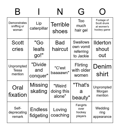 Scott Moir BOTB Bingo Card