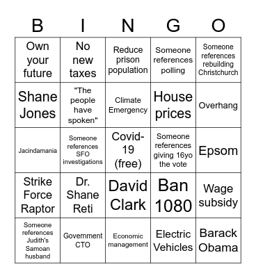ERECTION BINGO Card