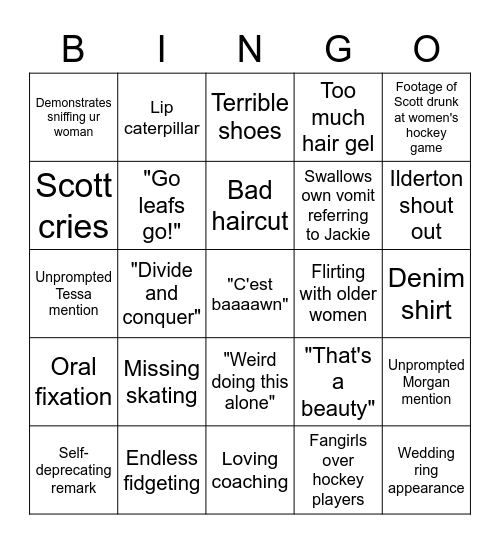 Scott Moir BOTB Bingo Card