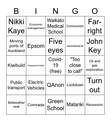 ERECTION BINGO Card