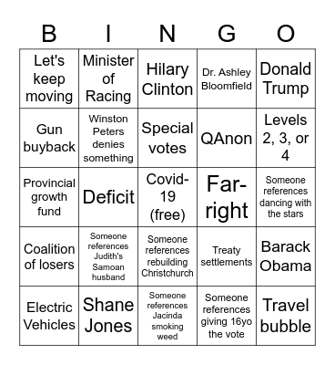 ERECTION BINGO Card