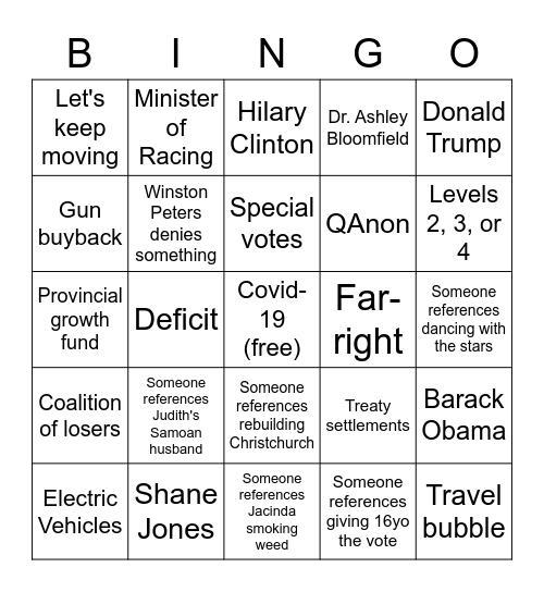 ERECTION BINGO Card