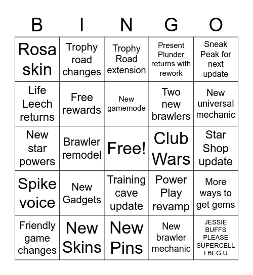 October 2020 Brawl Talk Bingo Card