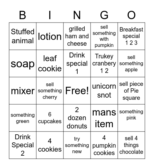 BINGO 10 17 20 Bingo Card