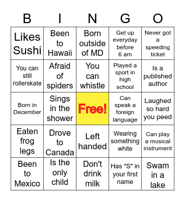 Sip & Mingle Bingo Card