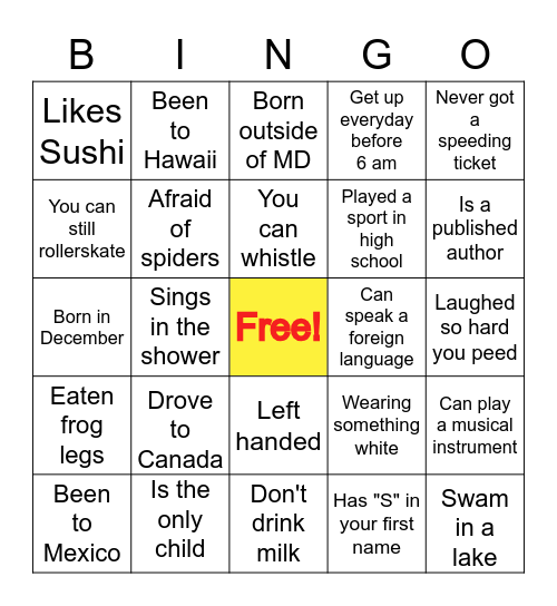 Sip & Mingle Bingo Card
