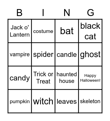 Happy Halloween! Bingo Card