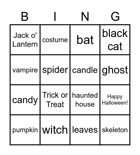 Happy Halloween! Bingo Card