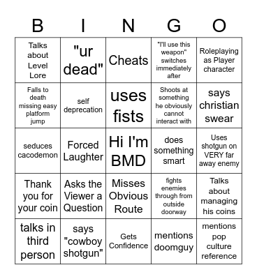 Pingas Bingo Card