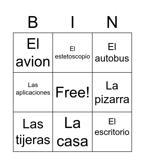 G4 - Las profesiones - Herramientas Bingo Card