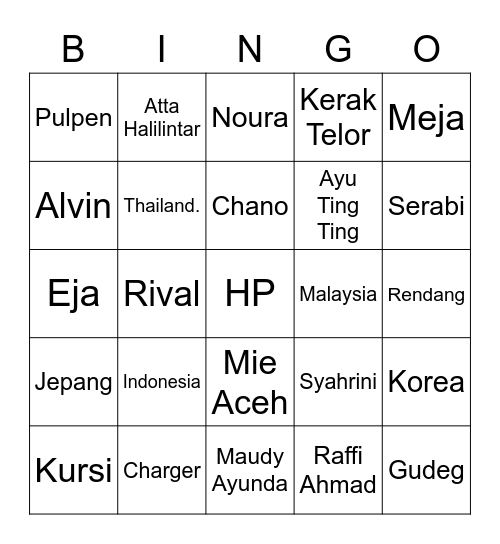 MINJU Bingo Card