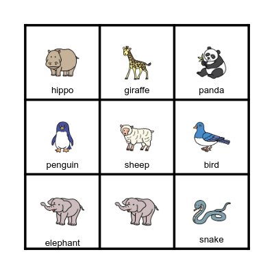 ANIMALS Bingo Card