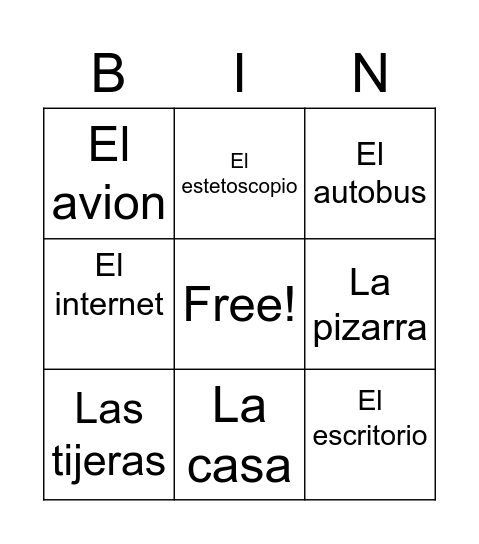 G3 - Las profesiones - Herramientas Bingo Card