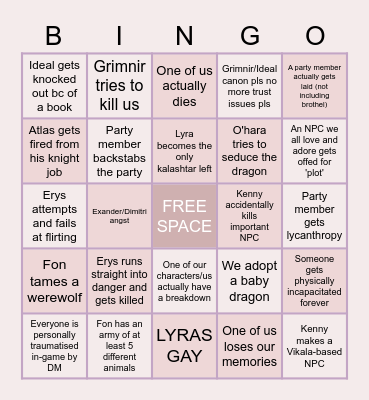 D&D BINGO Card