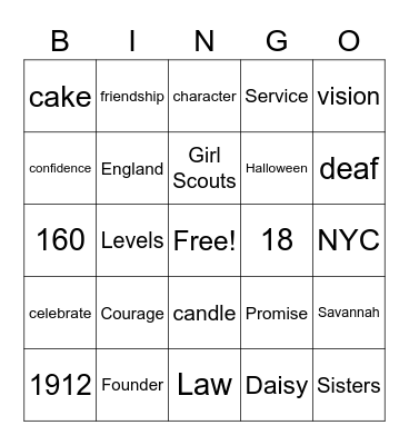 Happy Birthday, Juliette Gordon Low! Bingo Card