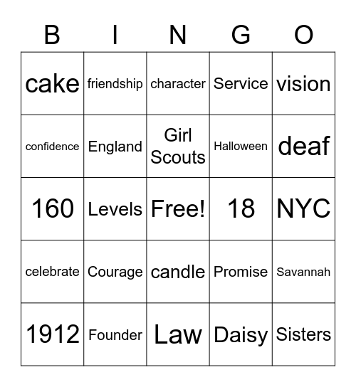 Happy Birthday, Juliette Gordon Low! Bingo Card