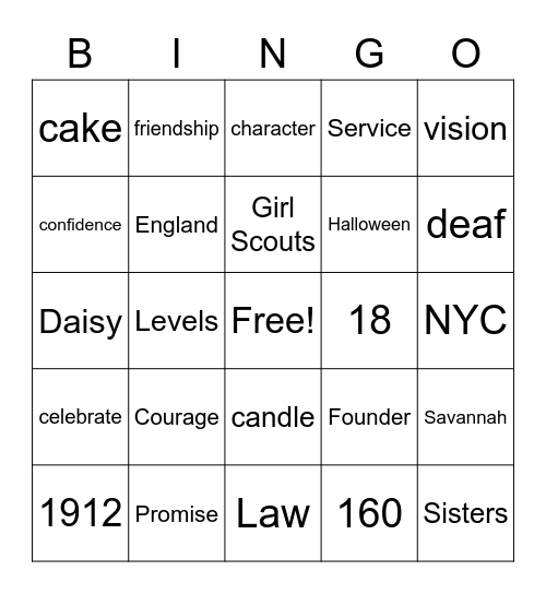 Happy Birthday, Juliette Gordon Low! Bingo Card