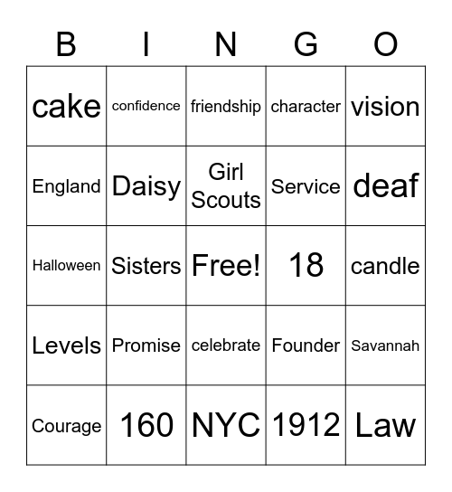Happy Birthday, Juliette Gordon Low! Bingo Card