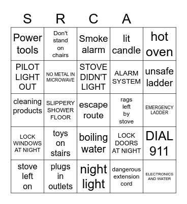 HOME SAFETY Bingo Card