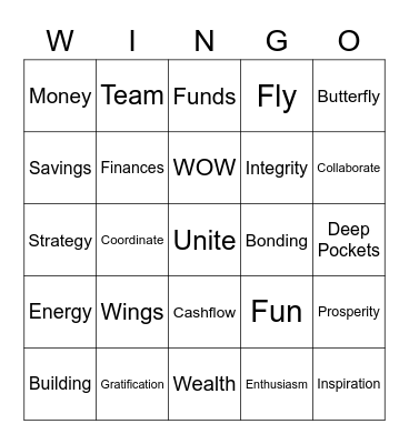Wings of Wealth Bingo Card